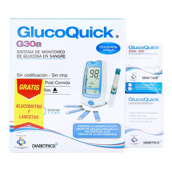 Glucoquick G30A Glucometro+Tiras+Lancetas